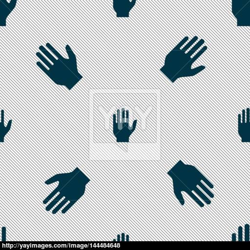 Hand Print Sign Icon Stop Symbol Seamless Pattern With Geometric