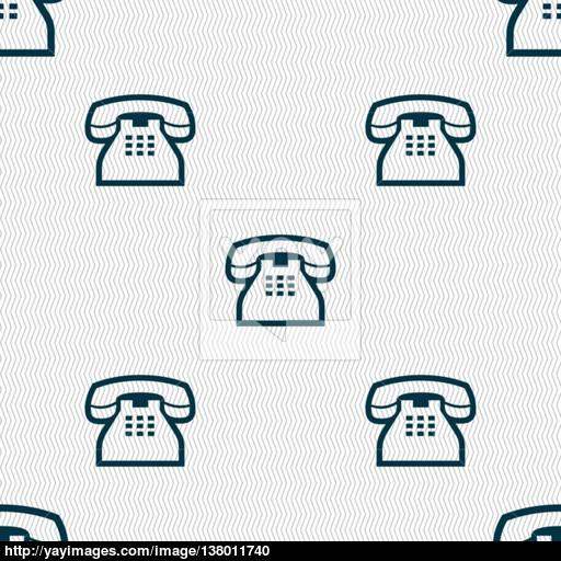 Retro Telephone Handset Icon Sign Seamless Pattern With Geometric