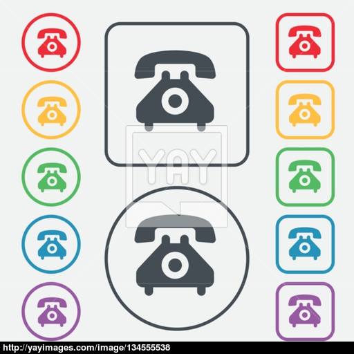 Retro Telephone Handset Icon Sign Symbol On The Round And Square