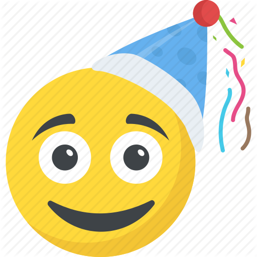 Birthday Emoji, Celebration, Happy Face, Party Emoticon, Smiley Icon