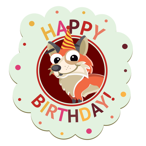 Happy Birthday Pig Cap Badge Sticker Illustration