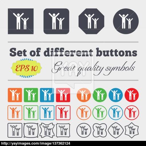 Happy Family Icon Sign Big Set Of Colorful, Diverse, High Quality