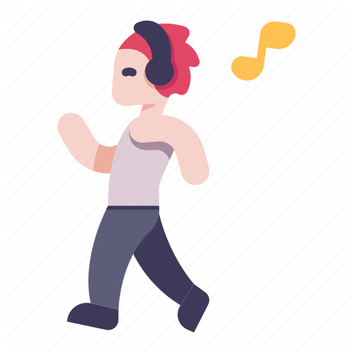 Happy, Man, Music, People, Person, Song, Walk Icon