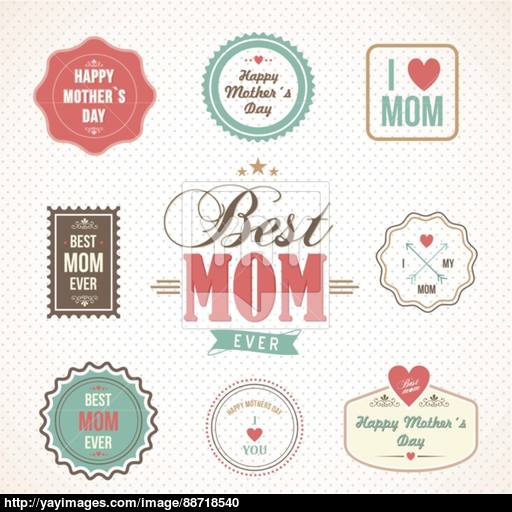 Happy Mothers Day Labels And Icons Set Vector