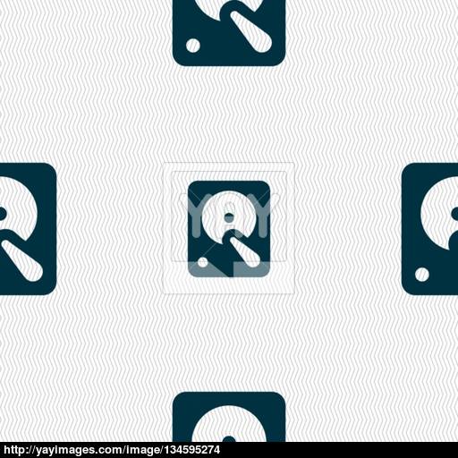 Hard Disk Icon Sign Seamless Pattern With Geometric Texture
