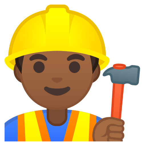 Man, Construction, Worker, Medium, Dark, Skin, Tone Icon Free