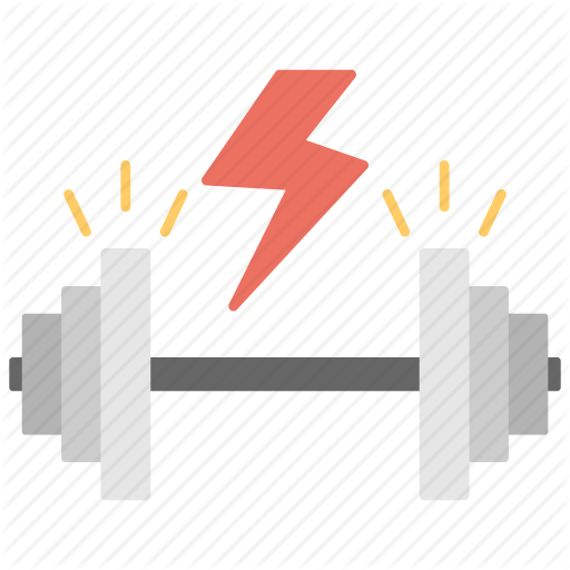 Dumbbell With Thunderbolt, Hard Job, Hard Work Symbol, Motivation