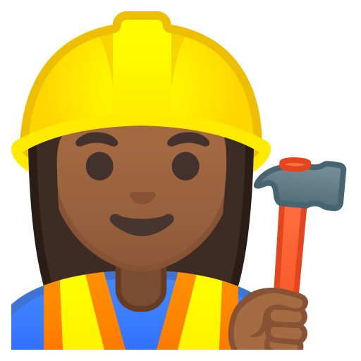 Woman Construction Worker Medium Dark Skin Tone Icon Noto Emoji