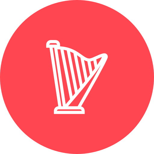 Harp, Musical, Instrument Icon Free Of Musical Instruments Red