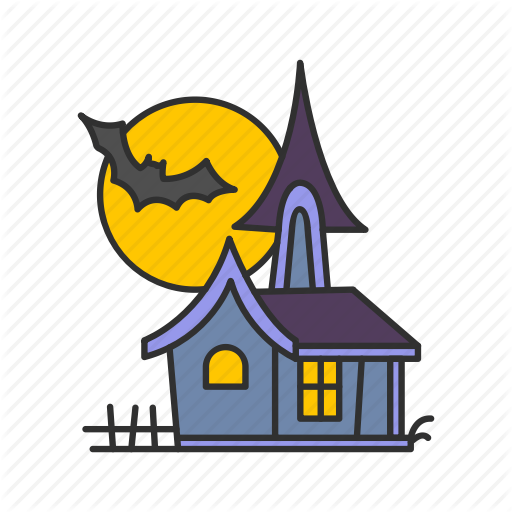 Full Moon, Haunted House, Moon, Old Mansion Icon