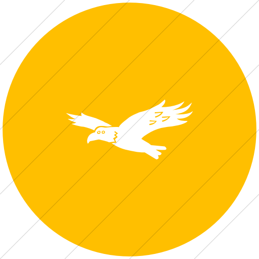 Flat Circle White On Yellow Animals Hawk Icon