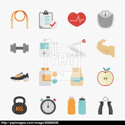 Fitness And Health Icons With White Background Vector