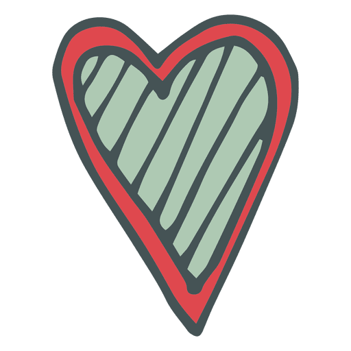 Green Red Hear Hand Drawn Cartoon Icon