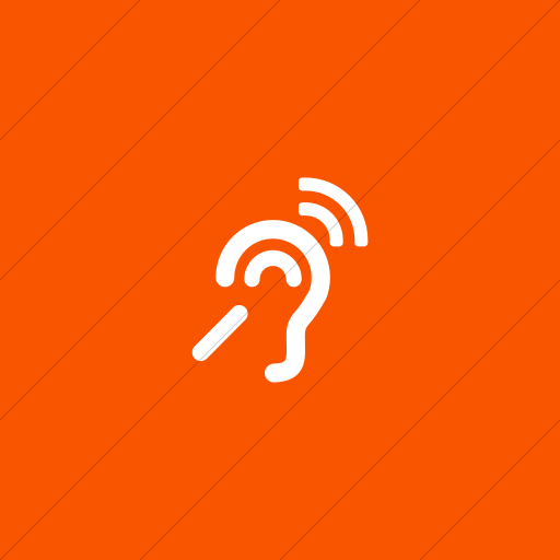 Flat Square White On Orange Foundation Hearing Aid Icon