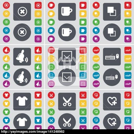 Stop, Cup, Copy, Bell, Arrow Down, Keyboard, T Shirt, Scissors