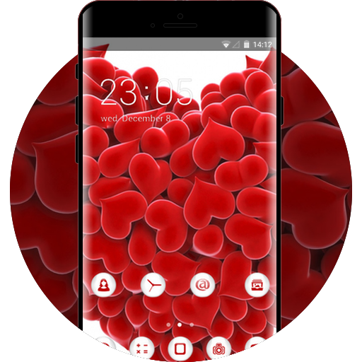 Red Heart Theme Free Android Theme U Launcher