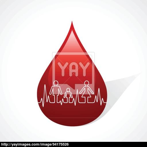 Heartbeat Make Family Icon Inside The Blood Drop Stock Vector