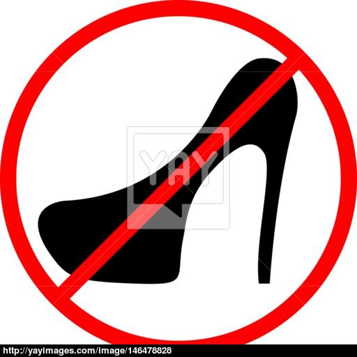 Icon Prohibition Shoes With Heels, Vector Illustration Vector