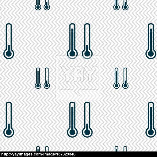 Thermometer Temperature Icon Sign Seamless Pattern With Geometric