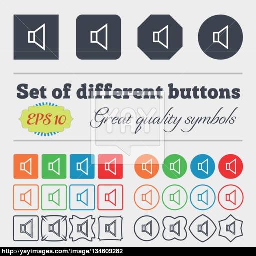Volume, Sound Icon Sign Big Set Of Colorful, Diverse, High