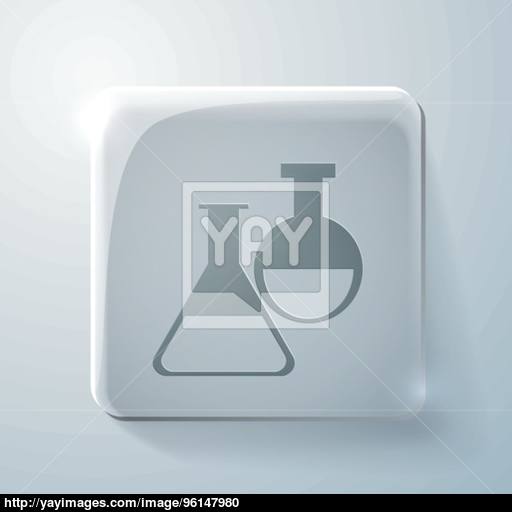 Bulb Glass Square Icon With Highlights Vector