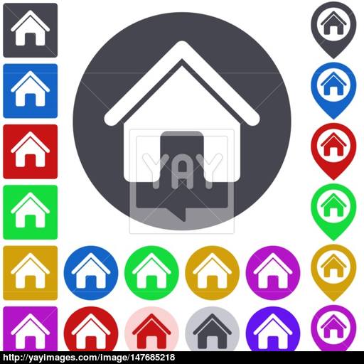 Color Home Icon Set Vector