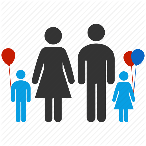 Balloons, Children, Family, Father, Kids, Mother, Social Icon