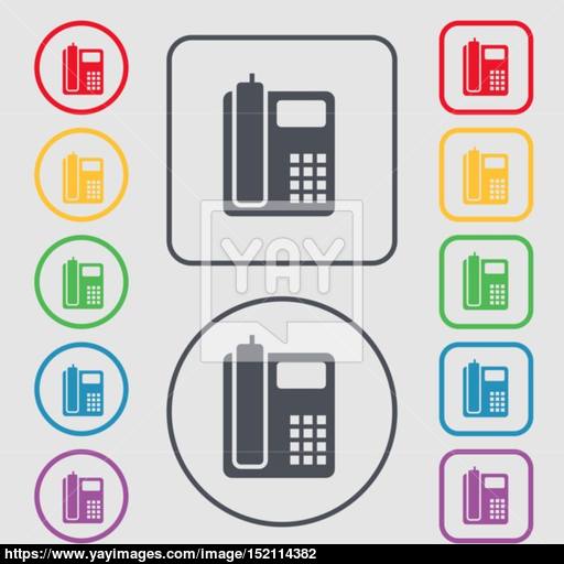 Home Phone Icon Sign Symbol On The Round And Square Buttons
