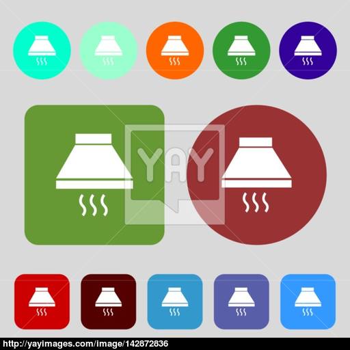 Kitchen Hood Icon Sign Colored Buttons Flat Design Vector