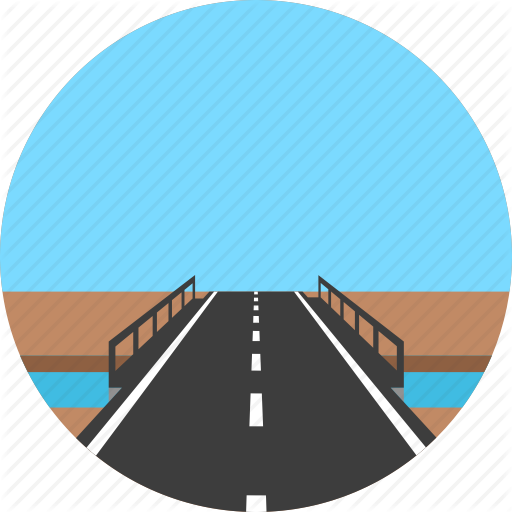 Asphalt, Bridge, Highway, Horizon, River, Road, Way Icon