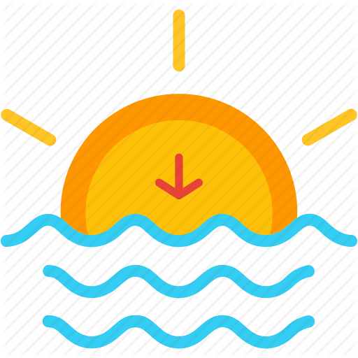 Down, Evening, Horizon, Set, Sun, Sunset Icon