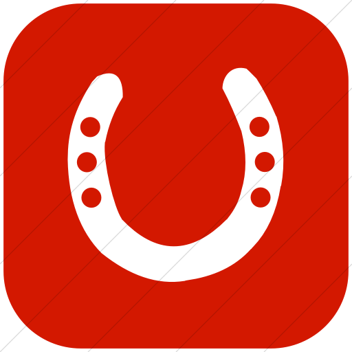 Flat Rounded Square White On Red Classica Horseshoe Icon