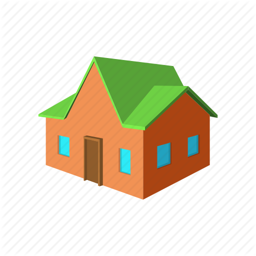 Architecture, Cartoon, Estate, Green, Home, House, Red Icon