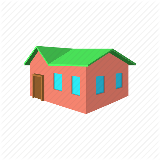 Architecture, Cartoon, Estate, Home, House, Red, Residential Icon