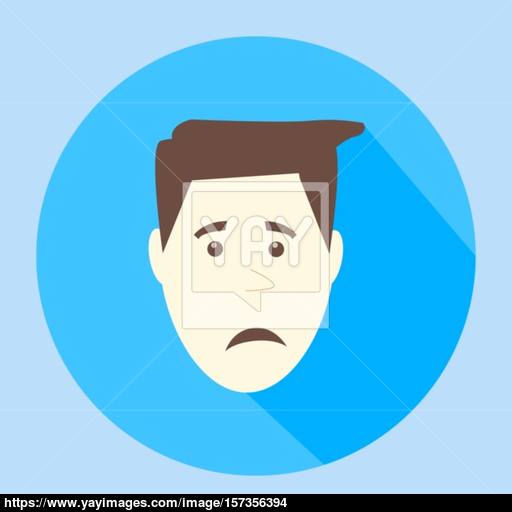 Color Vector Sad Flat Icon Man Face Emotion Vector