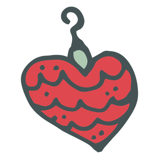 Christmas Ball Heart Shape Hand Drawn Cartoon Icon