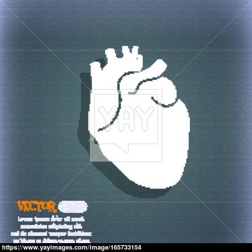 Human Heart Icon On The Blue Green Abstract Background