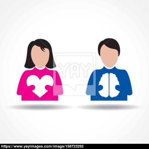 Male Female Icon Having Heart And Brain Stock Vector Vector