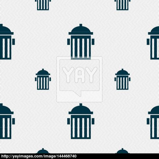 Fire Hydrant Icon Sign Seamless Pattern With Geometric Texture