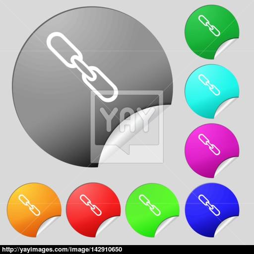 Link Sign Icon Hyperlink Chain Symbol Set Of Eight Multi Colored