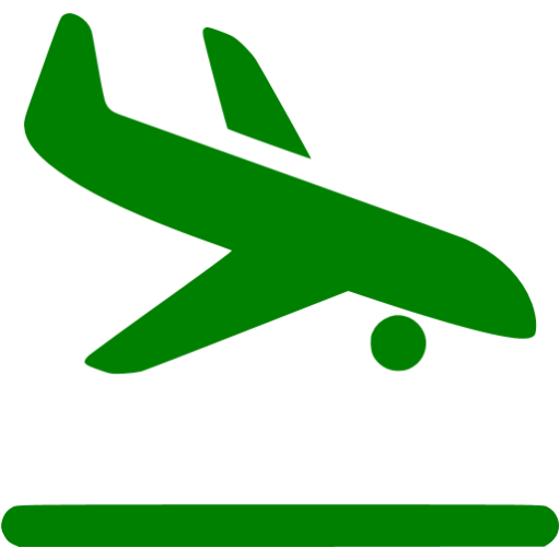 Green Airplane Landing Icon