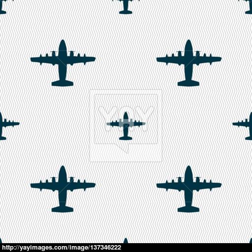Aircraft Icon Sign Seamless Pattern With Geometric Texture