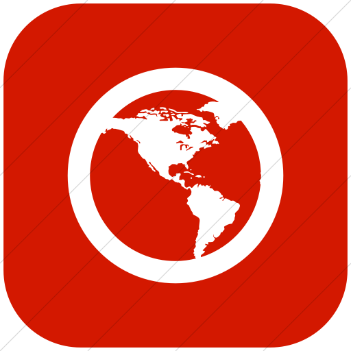 Flat Rounded Square White On Red Raphael Globe America Icon