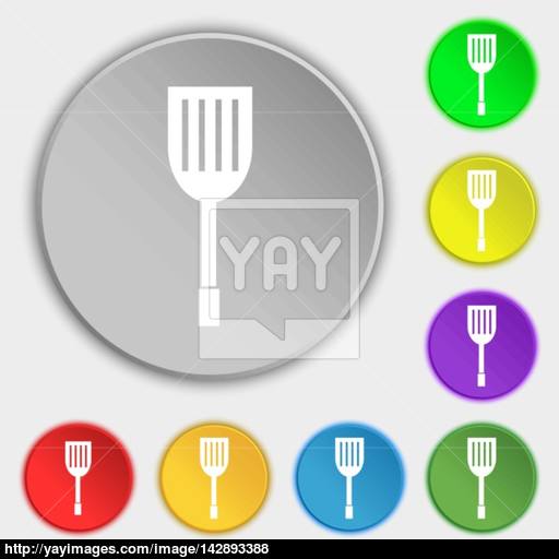 Kitchen Appliances Icon Sign Symbols On Eight Flat Buttons