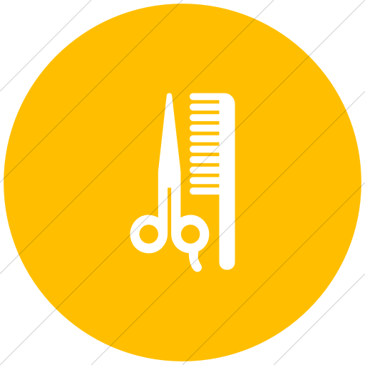 Flat Circle White On Yellow Aiga Barber Shop Beauty