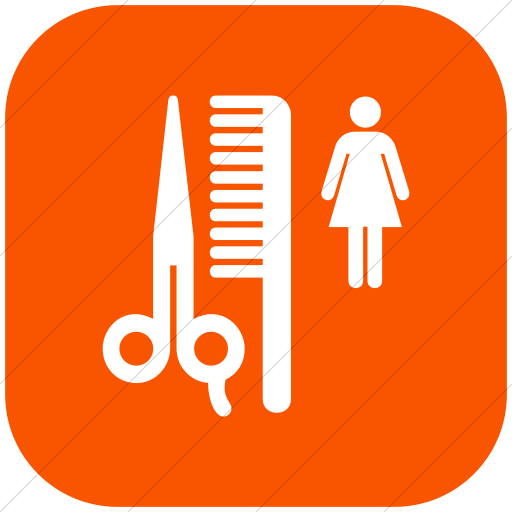 Flat Rounded Square White On Orange Aiga Beauty Salon Icon