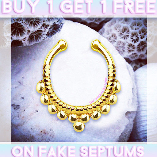 Shakira Bali Fake Septum Ring Faux Septum Piercing Gold Clip