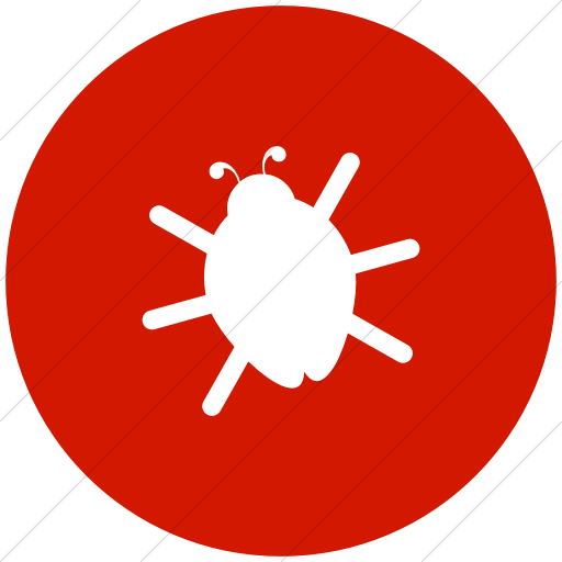 Flat Circle White On Red Raphael Bug Icon