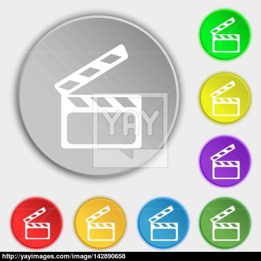 Cinema Clapper Sign Icon Video Camera Symbol Symbols On Eight