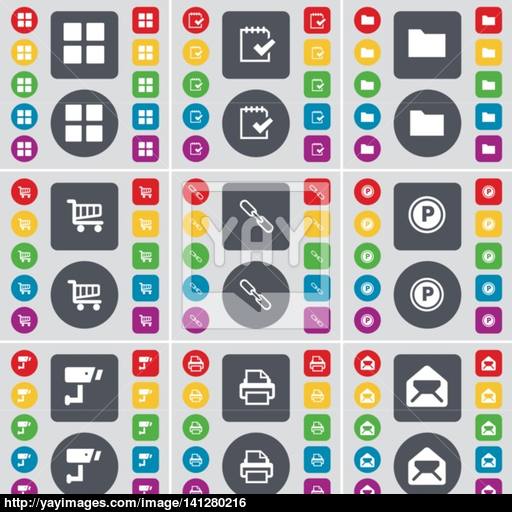 Apps, Survey, Folder, Shopping Cart, Link, Parking, Cctv, Printer
